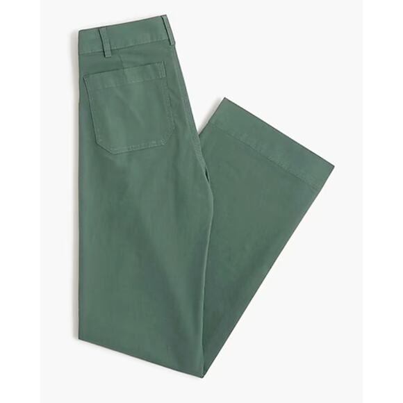 NWT J. Crew High Rise Patch Pocket Wide Leg Pants 25 0 Green Linen BW803 J.Crew - Picture 4 of 6
